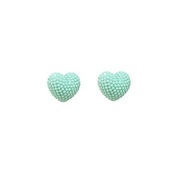 E1794-6/Green Heart 925 Silver Heart-shaped Stud Earrings - Minimalist Geometric Circle Earings, Cute and Stylish.