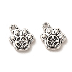 Antique Silver Tibetan Style Alloy Charms, Cadmium Free & Lead Free, Footprint, Antique Silver, 12x11x3mm, Hole: 1.6mm, about 934pcs/1000g