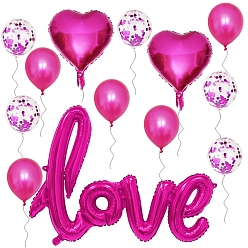 Camellia Heart & Round & Word Love Valentine's Day Theme Balloons Set, Including Latex Balloons and Aluminium Film Balloons, for Party Festival Home Decorations, Camellia, Love: 1080mm