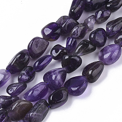 Amethyst Natural Amethyst Beads Strands, Nuggets, 10~20x5~12x4~10mm, Hole: 1mm, about 35~45pcs/Strand, 15.35~16.14 inch(39~41cm)
