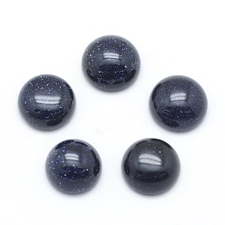 Blue Goldstone Synthetic Blue Goldstone Cabochons, Flat Round, 8x3~4mm
