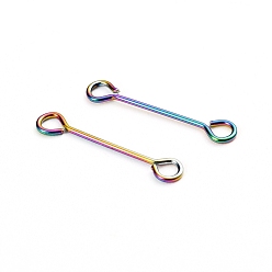 Rainbow Color Ion Plating(IP) 304 Stainless Steel Eye Pins, Double Sided Eye Pins, Rainbow Color, 16x0.6mm, Hole: 1mm