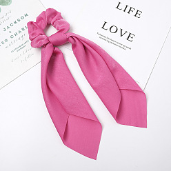 C214 Velvet Ribbon - Pink No. 23 Silk Satin Solid Color Hair Scrunchies with Long Tails and Printed Ribbon for Women