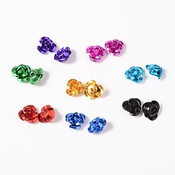 Mixed Color Flower Aluminum Beads, Mixed Color, 7x4mm, Hole: 1mm
