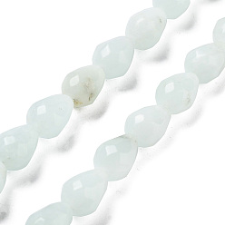 Amazonite Natural Amazonite Beads Strands, Faceted Teardrop, 10x7mm, Hole: 1.2mm, about 20pcs/strand, 7.87''(20cm)
