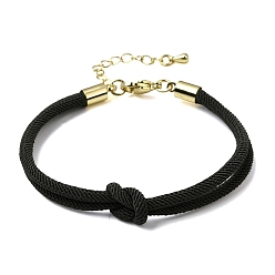 Black 3MM Round Nylon Braided Cord Bracelet Making, Knot, with Golden 202 Stainless Steel Lobster Clasp & Brass Finding, Black, 6.69x0.39 inch(17x1cm)