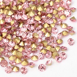 Rose Clair Retour grade en plaqué un verre de diamant a strass, rose clair, 3.4~3.5 mm, sur 1440 PCs / sac