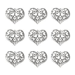 Antique Silver Valentines Unique Gifts for Boyfriends Alloy Pendants, Cadmium Free & Lead Free, Heart, Antique Silver, 31x36.5x5mm, Hole: 2mm
