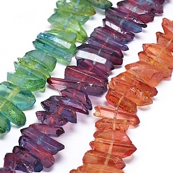 Mixed Color Natural Dyed Quartz Pointed Beads Strands, Two Tone Color, Bullet, Mixed Color, 16~35x3~9mm, Hole: 1mm, about 35~39pcs/strand, 7.4  inch~14.17 inch(19~19.5cm)