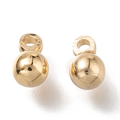 Real 24K Gold Plated Brass Charms, Long-Lasting Plated, Round, Real 24K Gold Plated, 6x4mm, Hole: 1.2mm
