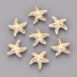 Marfil Cuentas de plástico ccb, estrella de mar, metal dorado enlaced, blanco cremoso, 14x14x5 mm, agujero: 1.8 mm, Sobre 1665 unidades / 500 g