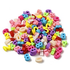 Mixed Color Handmade Polymer Clay Beads, Number, Mixed Color, 9.5~10.5x4.5~7.5x3.5~4.5mm