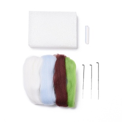 Mixed Color DIY Needle Felting Kit, with Iron Needles, Foam Chassis & Wool, Mushroom, Mixed Color
