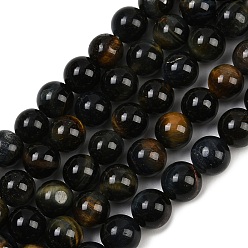 Тигровый глаз Нити бусин из натурального желто-синего тигрового глаза (окрашенные и нагретые), класса AB, круглые, 6 мм, отверстие : 1 мм, около 60 шт / нитка, 14.96'' (38 см)