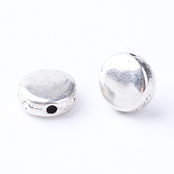 Antique Silver Tibetan Style Alloy Beads, Flat Round, Cadmium Free & Lead Free, Antique Silver, 7x3mm, Hole: 1mm, about 1780pcs/1000g