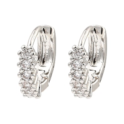 Платина Серьги-кольца из латуни с микропаве из кубического циркония, кольцо, платина, 10x2.5x11.5 мм