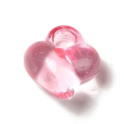 Pink Transparent Acrylic Pendants, Asymmetrical Heart Charm, Pink, 15.5x14x9.5mm, Hole: 3mm, about 610pcs/500g