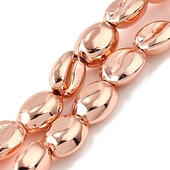 Гальванический Розовый Золотой Стеклянные бусины с гальваническим покрытием , Плоско-овальные, полное покрытие, покрытием из розового золота, 11x8.5x5 мм, отверстие : 0.8 мм, около 42 шт / нитка, 17.32'' (44 см)