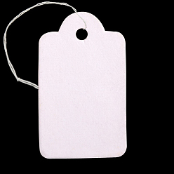White Rectangle Blank Hang tag, Jewelry Display Paper Price Tags, with Cotton Threads, White, 26x16x0.2mm, Hole: 2mm, 500pcs/bag