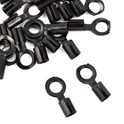 Черный Ионное напыление (IP) 304 обжимные концы шнура из нержавеющей стали, заглушки для шнуров колонн, зажимы, трубки для изготовления ювелирных изделий, чёрные, 6.3x1.8 мм, отверстие : 1.7 мм, внутренний диаметр: 1 мм