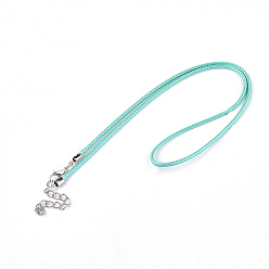 Dark Turquoise Waxed Cord Necklace Making, with Zinc Alloy Lobster Clasps, Platinum, Dark Turquoise, 17.8 inch~18 inch(45.5~46cm), 2mm