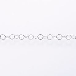 Нержавеющая Сталь Цвет 304 из нержавеющей стали цепи Роло, отрыгивающая цепь, пайки, с катушкой, цвет нержавеющей стали, 3x0.3 мм, около 328.08 футов (100 м) / рулон