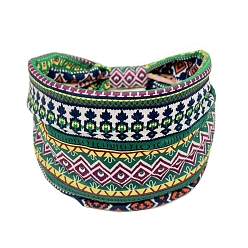 Green Polyester Boho Stretch Wide Knot Turban Headband, Yoga Head Wraps Elastic Headband for Women and Girls, Green, 240x150mm