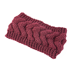 Medium Violet Red Polyacrylonitrile Fiber Yarn Warmer Headbands, Soft Stretch Thick Cable Knit Head Wrap for Women, Medium Violet Red, 210x110mm