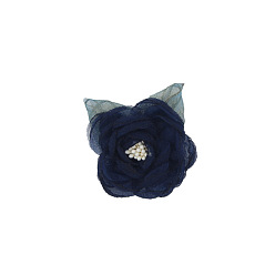 Prussian Blue 3D Cloth Flower, for DIY Shoes, Hats, Headpieces, Brooches, Clothing, Prussian Blue, 50~60mm