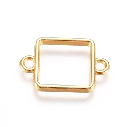 Golden Zinc Alloy Links connectors, Open Back Bezel, For DIY UV Resin, Epoxy Resin, Pressed Flower Jewelry, Square, Golden, 17x11.5x1.5mm, Hole: 1.6mm