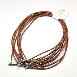 Sienna Braided Leather Cords, for Necklace Making, with Brass Lobster Clasps, Sienna, 21 inch, 3mm