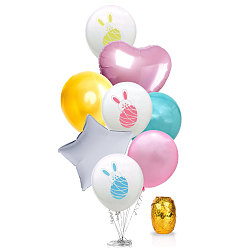Colorful Oval & Star & Heart Latex Inflatable Balloons, for Easter Party Festive Decorations, Colorful, 305~457mm, 8Pcs/set