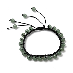 Зеленый Авантюрин Регулируемые браслеты из натуральных зеленых бусин авантюрина для мужчин и женщин, круглые, внутренний диаметр: 2-1/8~2-3/4 дюйм (5.3~7.1 см)