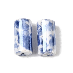 Васильковый Фарфоровые бусины ручной работы, пастельный фарфор, колонка, васильковый, 17~17.5x9~9.5 мм, отверстие : 2~2.5 мм