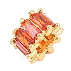 Оранжевый Латунные микро проложить Цирконий Европейский бисером, баррель, большое отверстие шарик, долговечный, стойки покрытие, без свинца и без кадмия, реальный 18 k позолоченный, оранжевые, 11.5x7 мм, отверстие : 6 мм