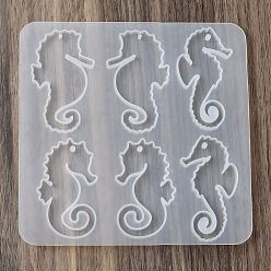 Sea Horse DIY силиконовые формы кулон, формы для литья смолы, для diy уф смолы, изготовление украшений из эпоксидной смолы, морской конек, 128x129x5 мм, отверстие : 1.5~1.8 мм, Внутренние размеры: 53~58x24~32 mm