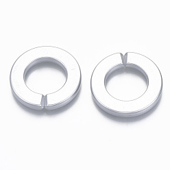 Silver Opaque Spray Painted Acrylic Linking Rings, Quick Link Connectors, for Rolo Chains Making, Ring, Silver, 31.5x4.5mm, Inner Diameter: 18mm, about 187pcs/500g