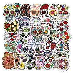 Mixed Color Halloween Theme Luminous Body Art Tattoos Stickers, Removable Temporary Tattoos Paper Stickers, Skull, Mixed Color, 30~60mm, 50pcs/set