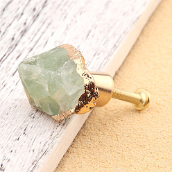 Fluorite Natural Fluorite Drawer Knob, with Brass Findings and Screws, Cabinet Pulls Handles for Drawer, Doorknob Accessories, Nuggets, 35~45x25~35mm