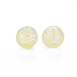 Бежевый Прозрачные стеклянные бусины ручной работы из дутого стекла, узоров, круглые, бежевые, 12.5~13.5 мм, отверстие : 1.2~2 мм