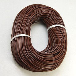 Saddle Brown Cowhide Leather Cord, Leather Jewelry Cord, Jewelry DIY Making Material, Round, Dyed, Saddle Brown, 2mm