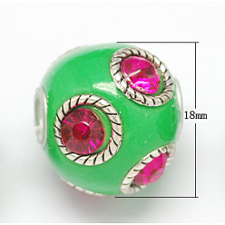 Spring Green Handmade Indonesia Beads, with Aluminum Core, Rondelle, Spring Green, Size: about 18mm in diameter, 16mm thick, hole: 3mm