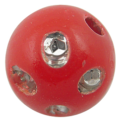Red Opaque Acrylic Beads, Metal Enlaced, Round, Red, 8mm, Hole: 2mm, about 2300pcs/500g