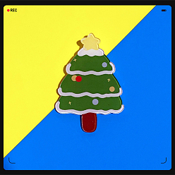 Christmas Tree Christmas Theme Acrylic Brooch Pin, Badge for Backpack Clothes, Christmas Tree, 30~50mm