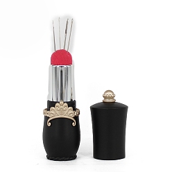 Noir Coussin d'aiguille en plastique, outils de couture, vintage en forme de rouge à lèvres, noir, 78x25mm