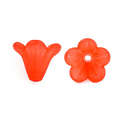 Dark Red Frosted Acrylic Beads, Flower, Dark Red, 10x13.5mm, Hole: 1.8mm, about 1600pcs/500g