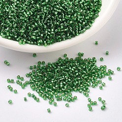 (DB0046) Silver-Lined Green MIYUKI Delica Beads, Cylinder, Japanese Seed Beads, 11/0, (DB0046) Silver-Lined Green, 1.3x1.6mm, Hole: 0.8mm, about 10000pcs/bag, 50g/bag