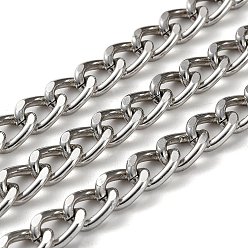 Platinum Oxidation Aluminum Diamond Cut Faceted Curb Chains, Twisted Chains, Unwelded, with Spool, Platinum, 10x7x3mm, about 131.23 Feet(40m)/Roll
