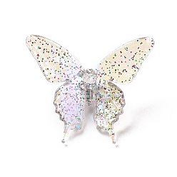 Гейнсборо УФ-покрытие Радужные радужные прозрачные акриловые бусины, бабочка, светло-серые, 33.5x40x12.5 мм, отверстие : 3.2 мм