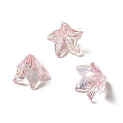 Pink Transparent Acrylic Bead Caps, Lily Flower, Pink, 16x12mm, Hole: 1.2mm, 825pcs/500g